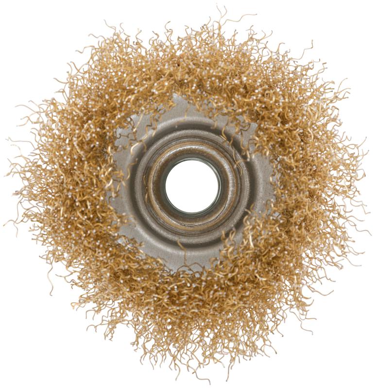 Корщетка чашечная гайка М14 стальная латунированная волнистая проволока 75мм КУРС 39037